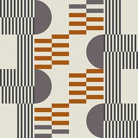 Abstrakter geometrischer Retro-Stil in Dunkelgold, Taupe, Grau XVII von Dina Dankers