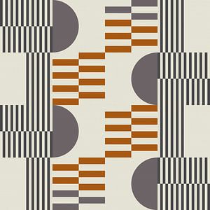 Abstracte geometrische retrostijl in donker goud, taupe, grijs XVII van Dina Dankers