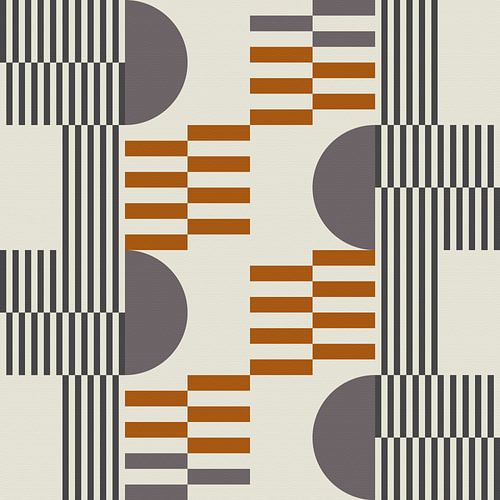 Abstracte geometrische retrostijl in donker goud, taupe, grijs XVII
