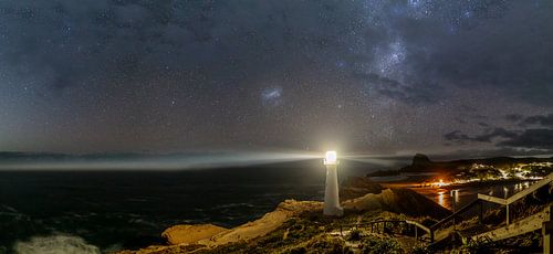 Phare de Castle Point la nuit, NZ, Nouvelle-Zélande - Panorama