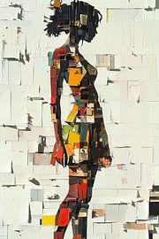 Vrouwenfiguur | Patchwork Silhouette van Blikvanger Schilderijen