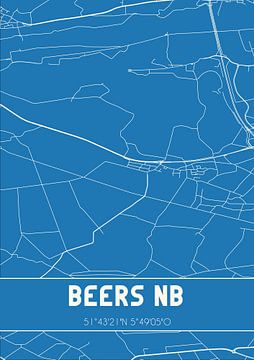 Blauwdruk | Landkaart | Beers NB (Noord-Brabant) van Rezona