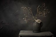 Still life with magnolia branches in bud in stone jar (horizontal) by Mayra Fotografie thumbnail