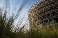 Architecture of the Silt Hotel Casino among the dune grass in Middelkerke