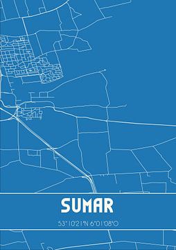 Blauwdruk | Landkaart | Sumar (Fryslan) van MijnStadsPoster