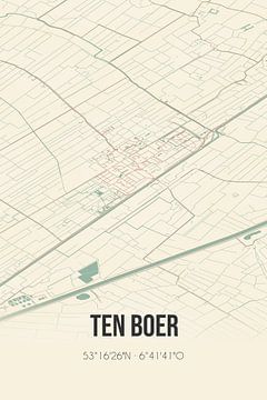 Vintage map of Ten Boer (Groningen) by Rezona