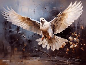 Peinture à l'huile de la colombe sur Virgil Quinn - Decorative Arts