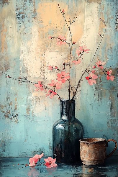 Rosa Kirschblüte in Türkis von Studio BB
