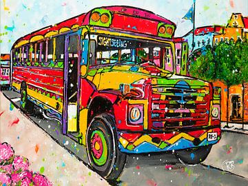 bus touristique coloré sur Happy Paintings