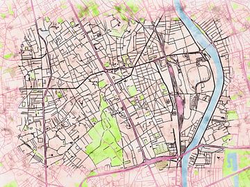 Kaart van Vitry-sur-Seine in de stijl 'Soothing Spring' van Maporia