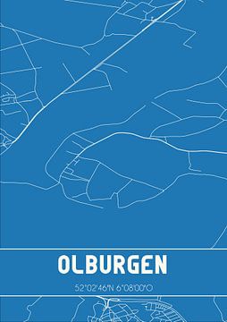 Blaupause | Karte | Olburgen (Gelderland) von Rezona