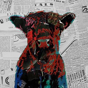 Funky cow portrait paper collage