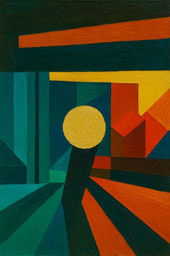 Abstract ‘ Nighthawks’ schilderij.