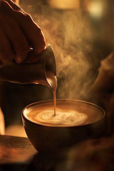 Dampfender Kaffee mit Musterdesign von Poster Art Shop