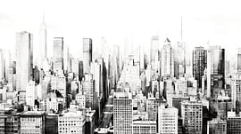 Urban cityscape in zwart wit New York city van Vlindertuin-Art