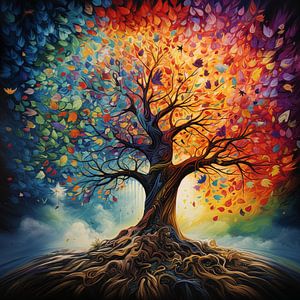 Baum des Lebens künstlerisch bunt