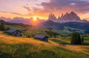 Sonnenstrahlen küssen alpine Gipfel