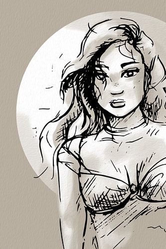 Minimalistisch kunstwerk in taupe wit en zwart