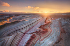 Tiramisu Rocks at sunset in Mangystau, Kazakhstan. by Jos Pannekoek