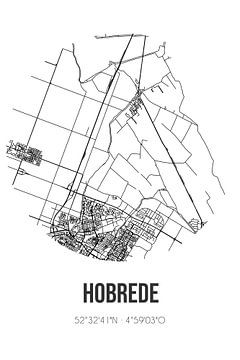 Hobrede (Noord-Holland) | Landkaart | Zwart-wit van MijnStadsPoster
