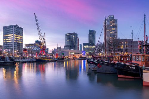 Leuvenhaven tijdens zonsondergang