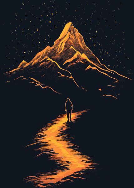 Nächtliche Wanderung zu einem majestätischen Gipfel von Pixelbull Design