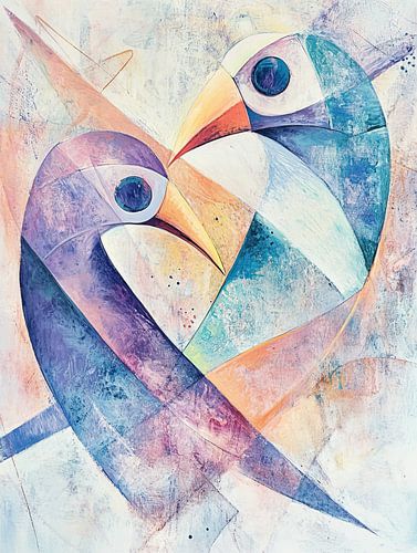 Bird Painting | Cheerful Birds In Heart Shape by ARTEO Paintings