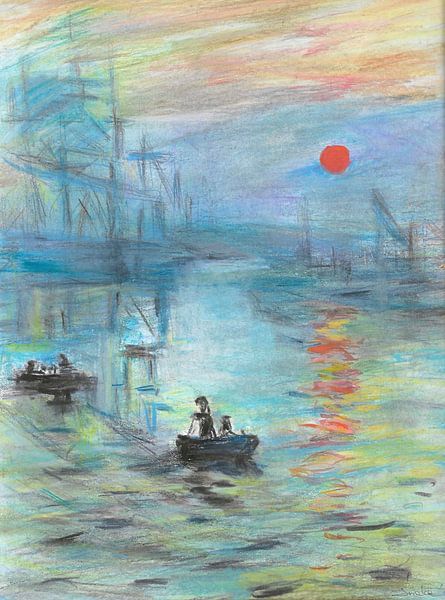 Soleil levant dans le port (inspiré par Monet) par Ineke de Rijk