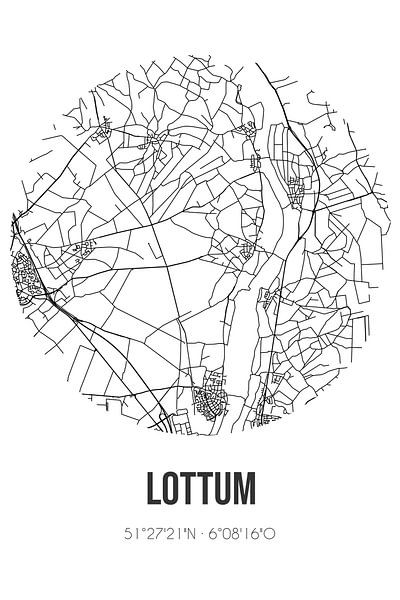 Lottum (Limburg) | Map | Black and white by Prints of Place