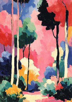 Zwarte silhouetten in het roze bos van Niklas Maximilian