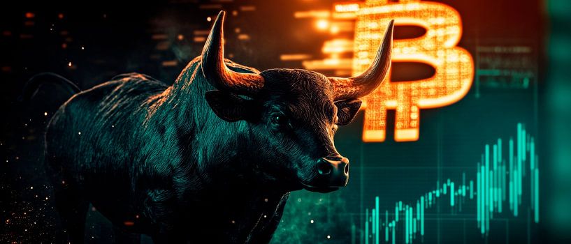 Bulle et Bitcoin - marchés financiers visualisés par Poster Art Shop