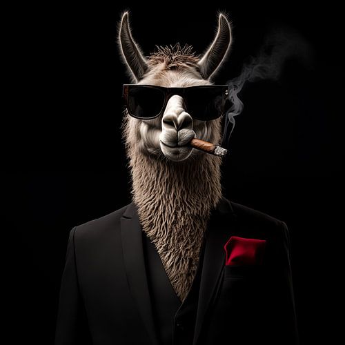 Lama met sigaar en zonnebril