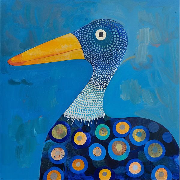 oiseau graphique dessin naïf abstrait décoratif stylisé par gm_designs