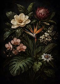 Dark Botanical Floral Wall Art by irgian firmansyah