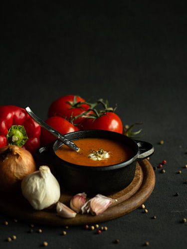 Tomatensoep met ingrediënten