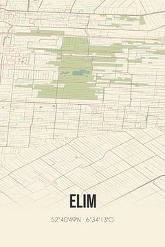 Vintage landkaart van Elim (Drenthe) van Rezona