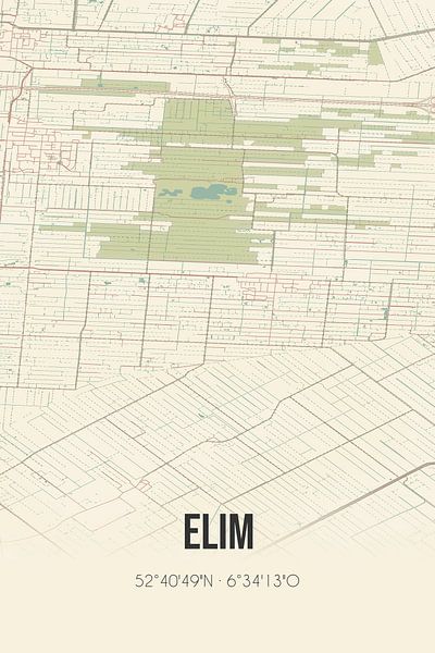 Vintage map of Elim (Drenthe) by Prints of Place