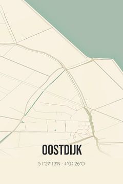 Vintage landkaart van Oostdijk (Zeeland) van Rezona