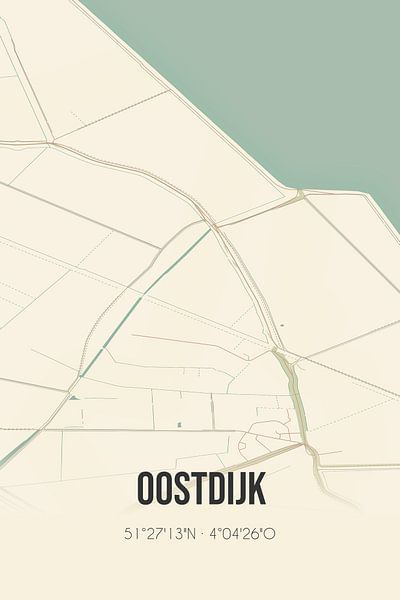 Vintage map of Oostdijk (Zeeland) by Prints of Place