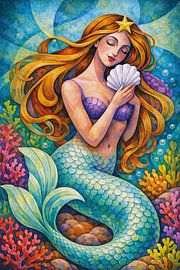 Mermaid with a shell painting. by Johannes