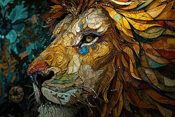 Art abstrait du lion sur Digitale Schilderijen