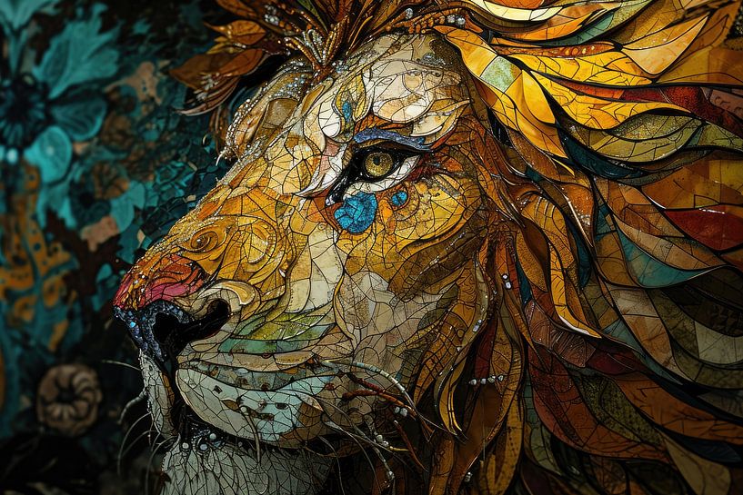 Abstract lion art by Digitale Schilderijen