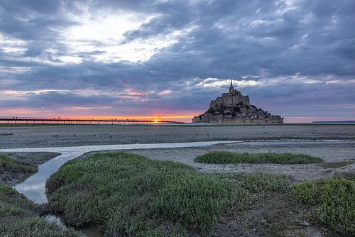 Zonsondergang bij Mont Saint-Michel