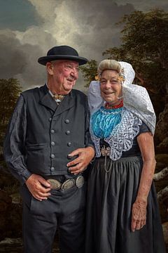 Echtpaar in Walcherse kledendracht. van Lisette van Peenen