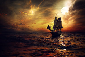 Mit einem Piratenschiff auf Kurs