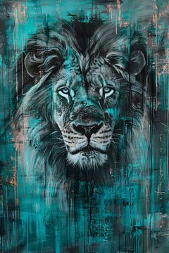 Realistisch schilderij van een majestueuze leeuw van Art & Soul Creations