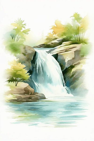 Paysage de cascade sereine par Artistic