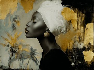Femme africaine aux accents dorés