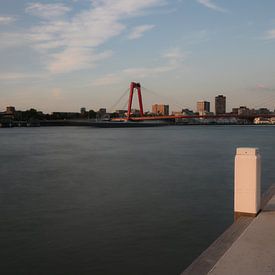 der Kai der neuen Maas mit Blick auf die Willemsbrug in Rotterdam von Robin Bergenhenegouwen