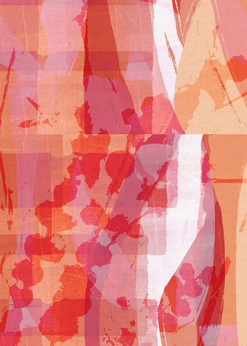 Bloesem in roze, paars, koraal. Abstract botanisch.